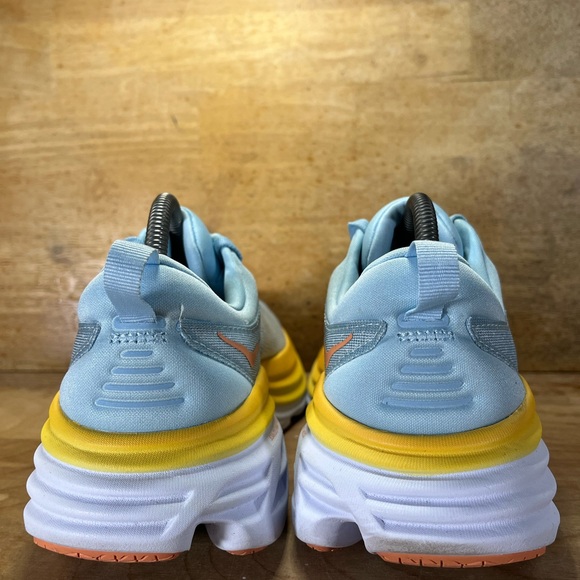 Hoka One One Bondi 8 REFLECTIVE Womens Sz 10 Running Shoes Sneakers Blue Yellow - Picture 5 of 12